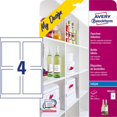 Etikett, borosüveghez, 90x120 mm, AVERY ZWECKFORM, 20 etikett/csomag