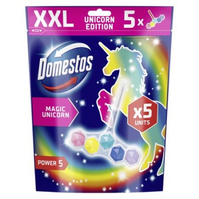 WC frissítő blokk, 5 db-os, DOMESTOS "Power 5", unikornis