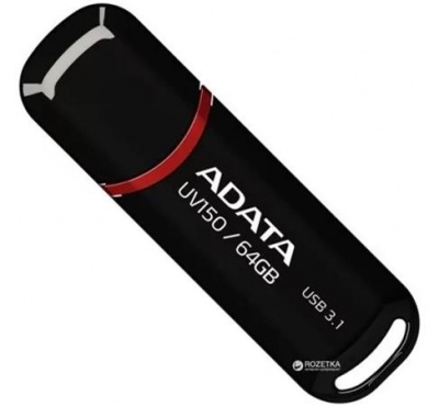 Pendrive, 64GB, USB 3.2 Gen1, ADATA "UV150", fekete