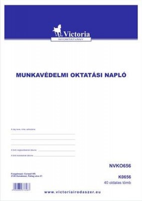 Nyomtatvány, munkavédelmi oktatási napló, 40 oldal, A4, VICTORIA PAPER, darabos